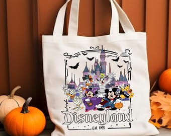 Disneyland Est. 1955 Halloween Tote Bag, Spooky Season Fall Tote Bag, Disney Mickey Friends Tote Bag, Halloween Party Disney Castle Tote Bag