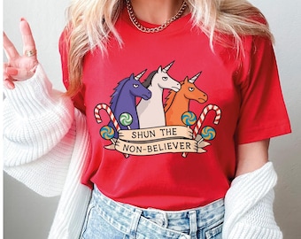 Funny Unicorn Meme T-Shirt: Shun the Non-Believer, Pop Culture Gift