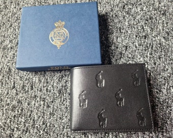 Polo Ralph Lauren 100% Leather Black Wallet - Multi Pony Ideal Gift Set for Mens