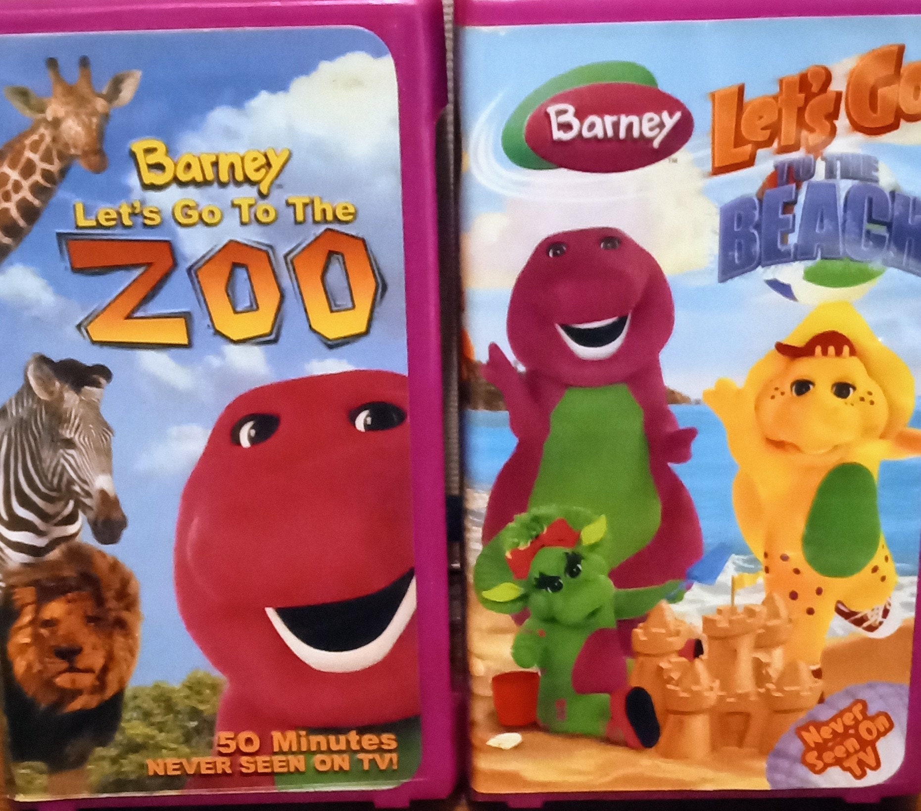 Barney Let's Go to the Zoo & Beach 2pk VHS Etsy