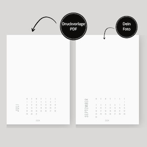 Print template calendar 2024 | Photo calendar beige | modern | to print | personalized | German | Print calendar | Template