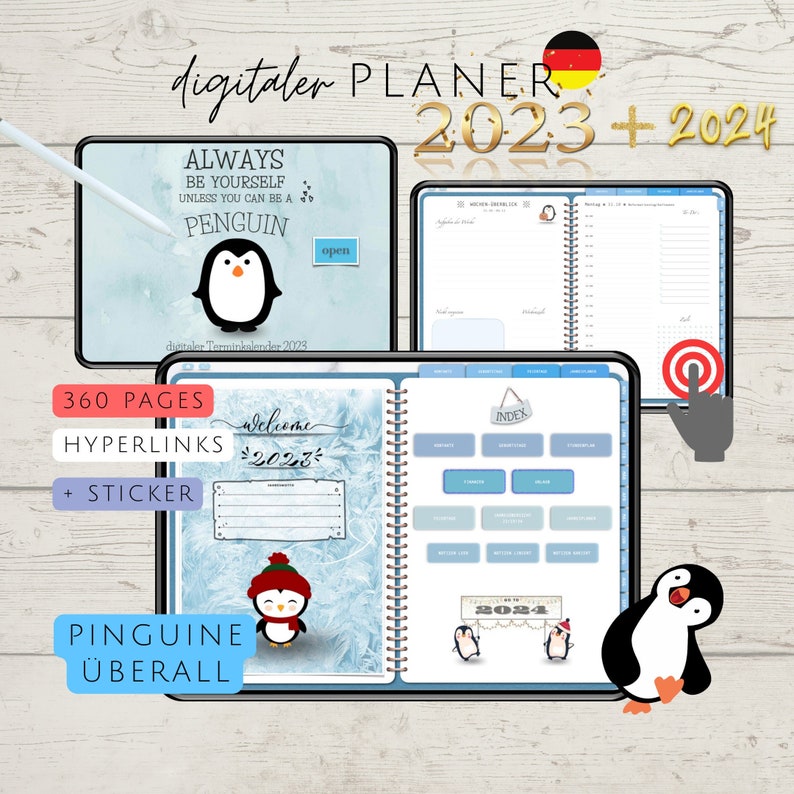 Digital Planner 2023 2024 PENGUIN EDITION Goodnotes Etsy