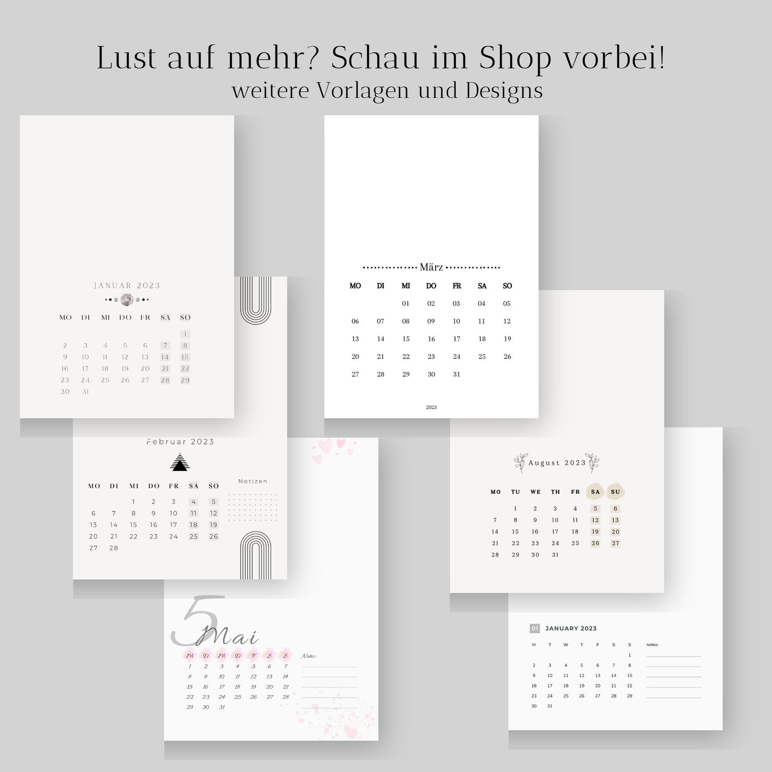 Druckvorlage Kalender 2024 Fotokalender beige modern zum ausdrucken 