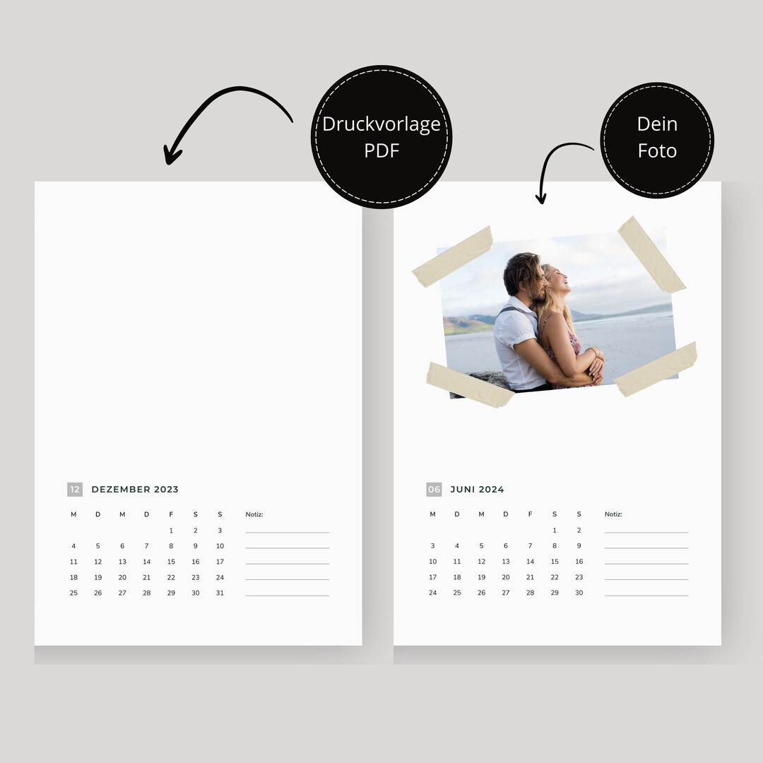 Druckvorlage Kalender 2024 Fotokalender digital Kalender editierbar zum