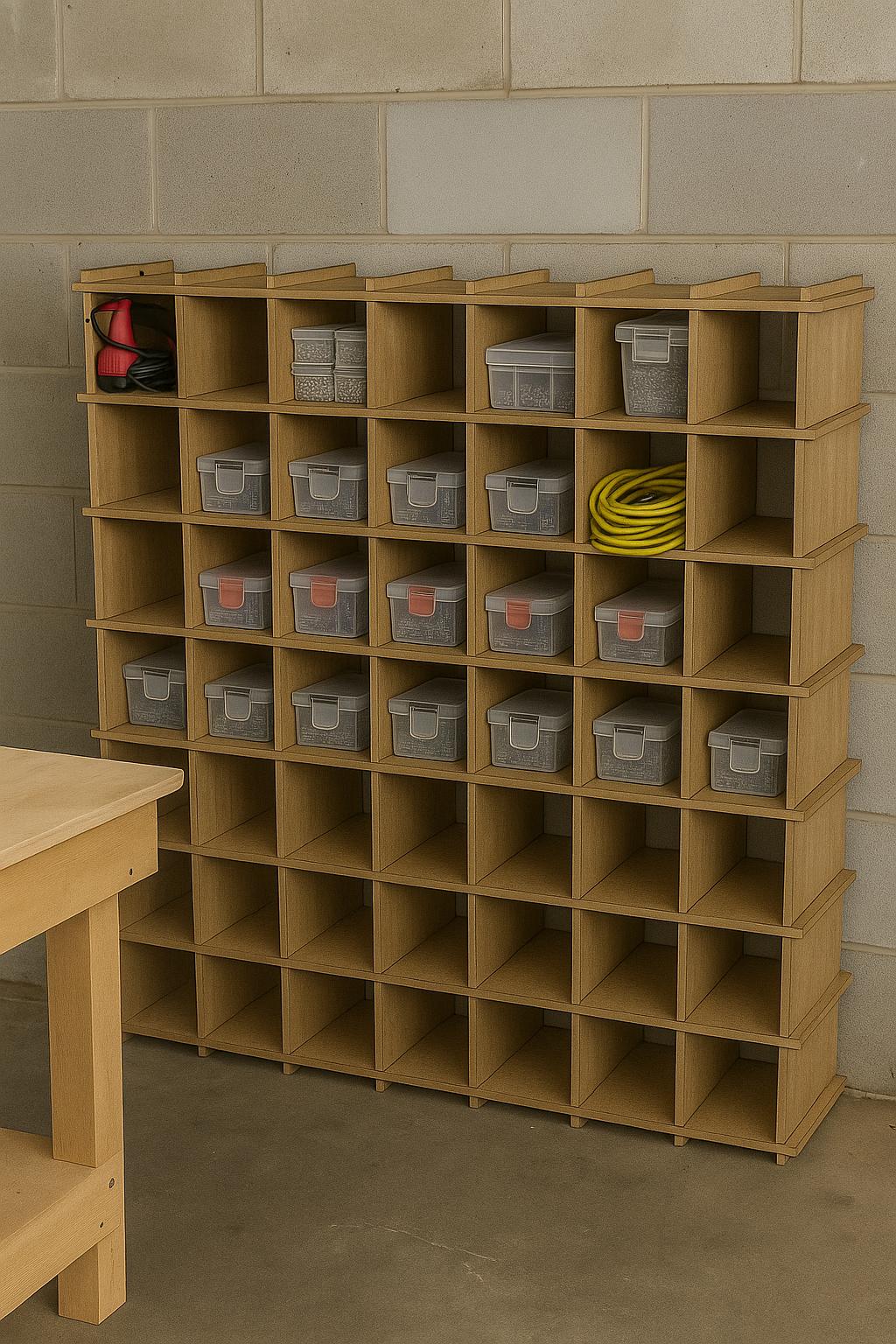 Cubby/Organizer 59" x 59" CNC Cut File (parametric)