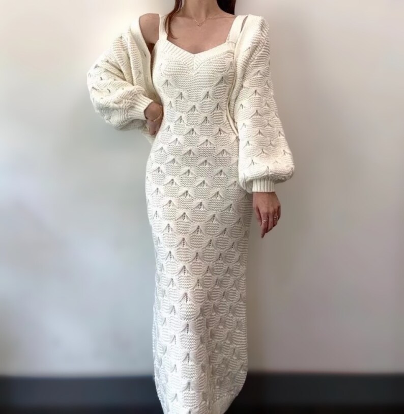 knitted dress sets korea style High Quality | Woman Jacquard Cardigan + Strap Dress Korean Fashion Autumn Winter retains shape and softness