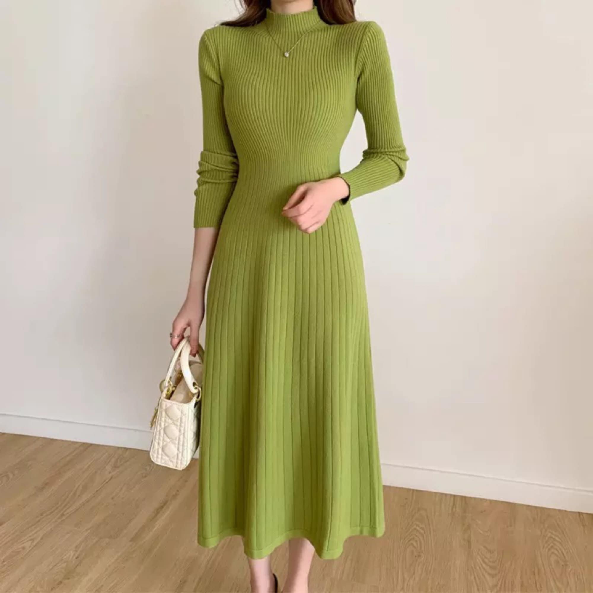 Long Sleeve Knit Dress Women Autumn Winter Dresses Button - Etsy