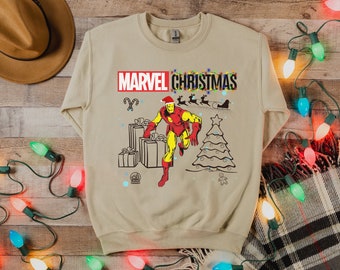 Marvel Christmas Sweatshirt, Iron Man, Marvel Sweatshirt, Retro Vintage Sweatshirt, Marvel Avengers, Marvel Gift, Avenger Sweatshirt, Gift