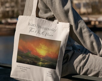 The Ninth Wave Ivan Aivazovsky - Tote Bag - Aesthetic Tote Bag - Artsy Tote Bag - Art Tote Bag - Art Bag - Canvas Beige Tote - Tote Gift