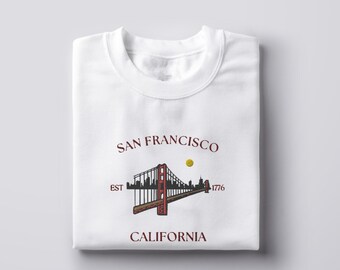 Embroidered San Francisco Sweatshirt, Crewneck Sweatshirt, Unisex Sweatshirt, Embroidered Sweatshirt, Embroidered Crewneck, Fall Sweatshirt