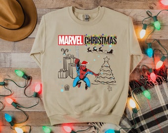 Marvel Christmas Sweatshirt, Spider Man, Marvel Sweatshirt, Retro Vintage Sweatshirt, Marvel Avengers, Marvel Gift, Avenger Sweatshirt,Gift