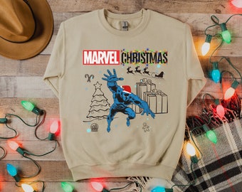 Marvel Christmas Sweatshirt, Black Panther, Marvel Sweatshirt, Retro Vintage Sweatshirt, Marvel Avengers,Marvel Gift,Avenger Sweatshirt,Gift