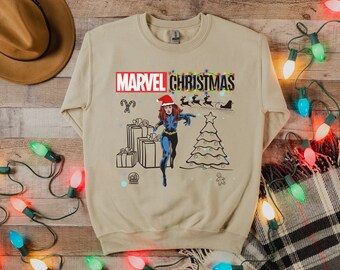 Marvel Christmas Sweatshirt, Black Widow, Marvel Sweatshirt, Retro Vintage Sweatshirt, Marvel Avengers, Marvel Gift, Avenger Sweatshirt,Gift
