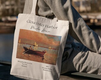 Gloucester Harbor Winslow Homer Tote Bag - Artsy Tote Bag - Art Tote Bag - Aesthetic Tote Bag - Canvas Beige Tote Bag - Tote Gift - Art Bag