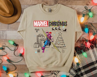 Marvel Christmas Sweatshirt, Hawkeye, Marvel Sweatshirt, Retro Vintage Christmas Sweatshirt, Marvel Avengers,Marvel Gift, Avenger Sweatshirt