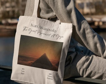 The Great Pyramid at Giza Ivan Aivazovsky - Tote Bag - Aesthetic Tote Bag - Artsy Tote Bag - Art Tote Bag - Art Bag - Canvas Beige Tote