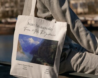 From Mleta to Gudauri Ivan Aivazovsky - Tote Bag - Aesthetic Tote Bag - Artsy Tote Bag - Art Tote Bag - Art Bag - Canvas Beige Tote - Gift