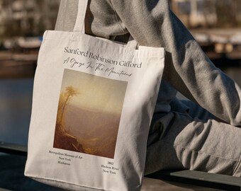 A Gorge In The Mountains Gifford Sanford Robinson Tote Bag - Artsy Tote Bag - Art Tote Bag - Aesthetic Tote Bag - Canvas Beige Tote Bag