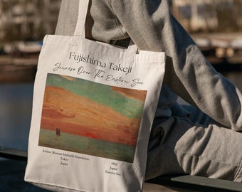 Sunrise over the Eastern Sea Fujishima Takeji Tote Bag - Artsy Tote Bag - Art Tote Bag - Aesthetic Tote Bag - Canvas Beige Tote Bag - Tote