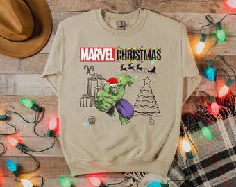Marvel Christmas Sweatshirt, Hulk, Marvel Sweatshirt, Retro Vintage Christmas Sweatshirt, Marvel Avengers, Marvel Gift, Avenger Sweatshirt