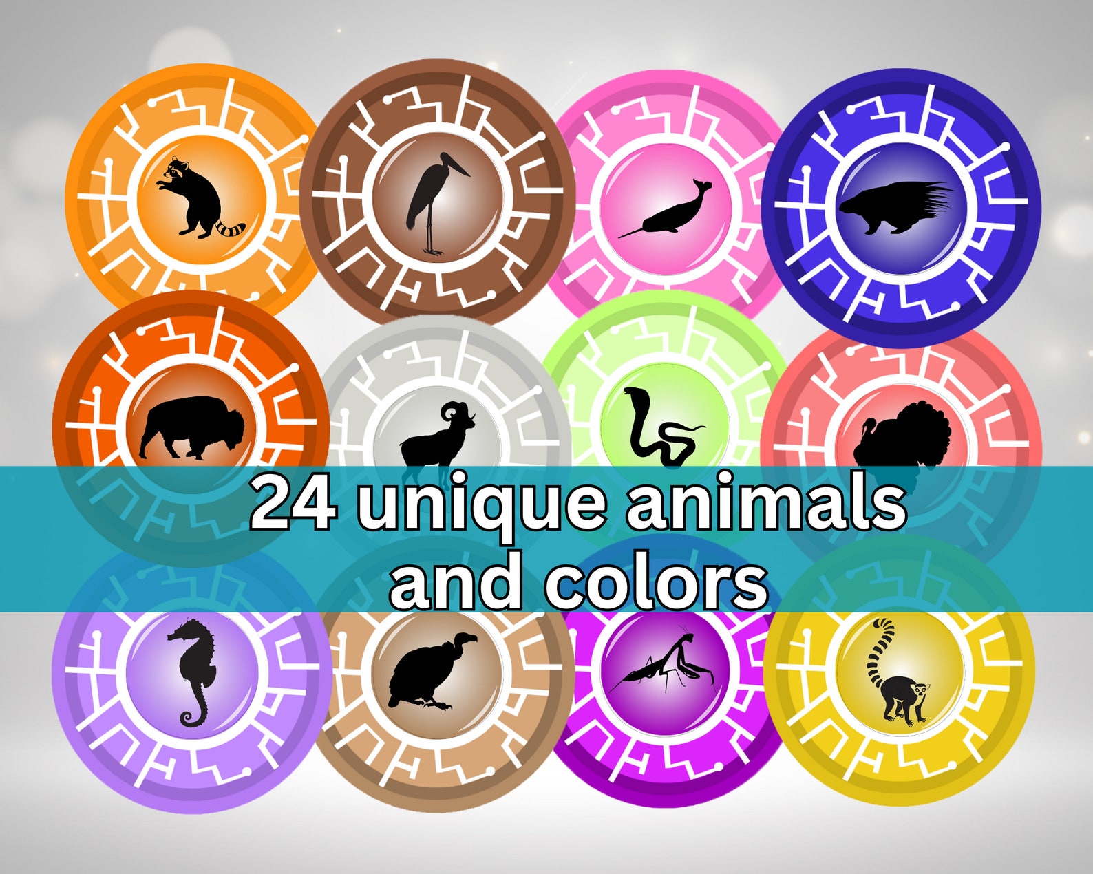 Animal Pattern Disc Creature Disks Animal Power Bundle #3- Printable DIY Dramatic and ...