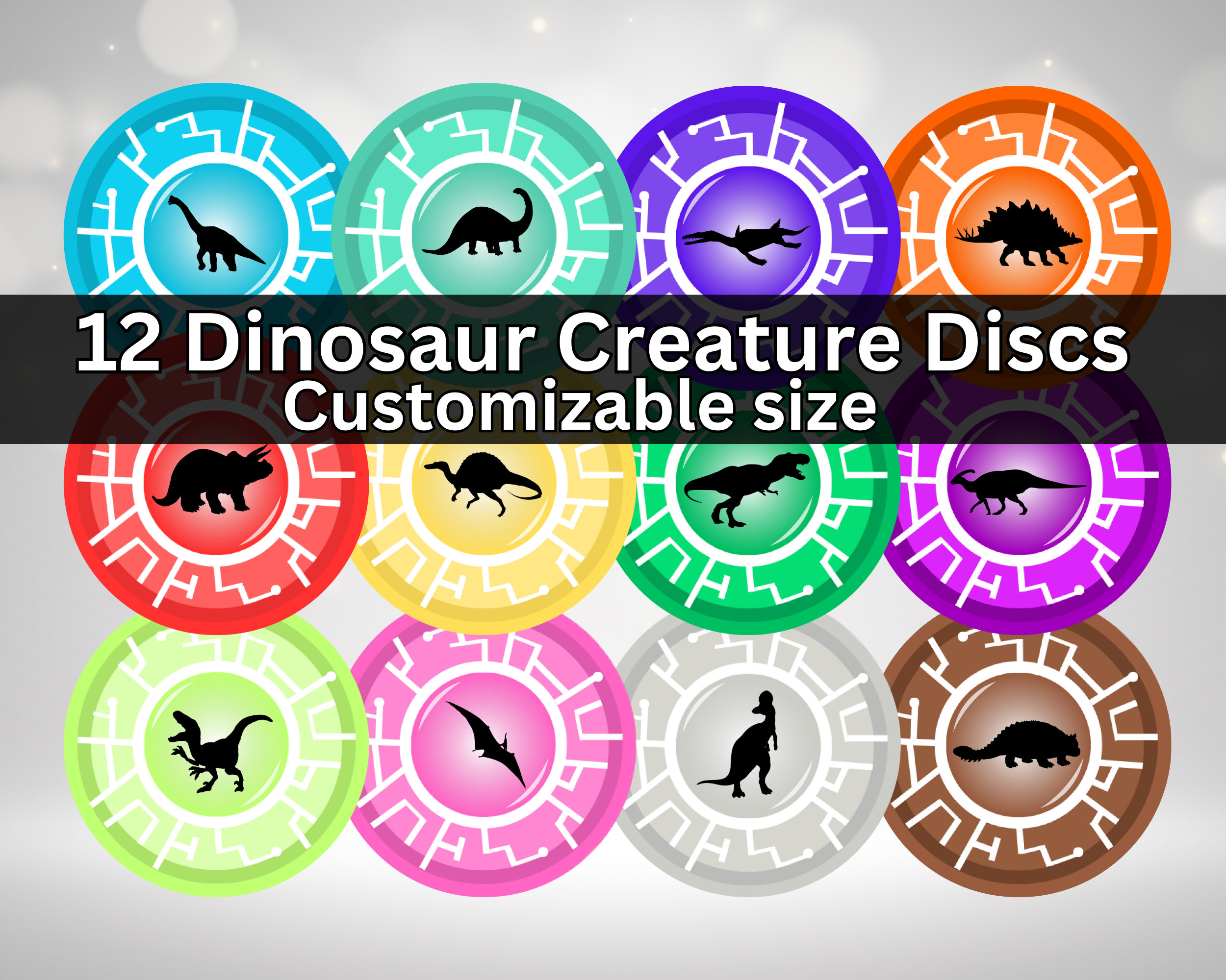 Dinosaur Creature Discs Animal Power Bundle- Printable DIY dramatic and pretend play disks