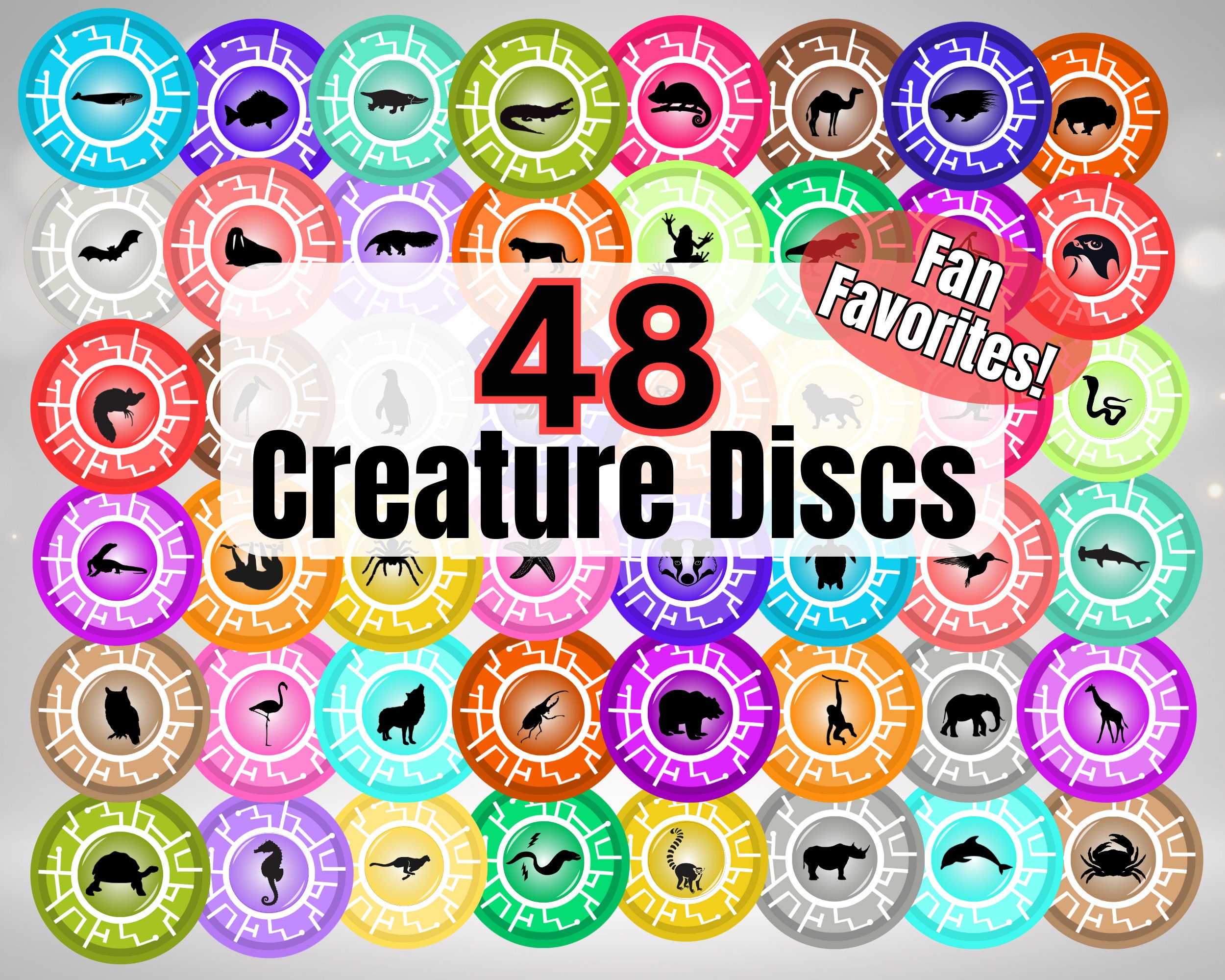 Creature Disks Animal Power 48 bundle- printable DIY dramatic and pretend play discs.