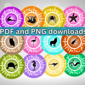 Animal Pattern Disc Creature Disks Animal Power 48 Bundle- Printable DIY Dramatic and ...