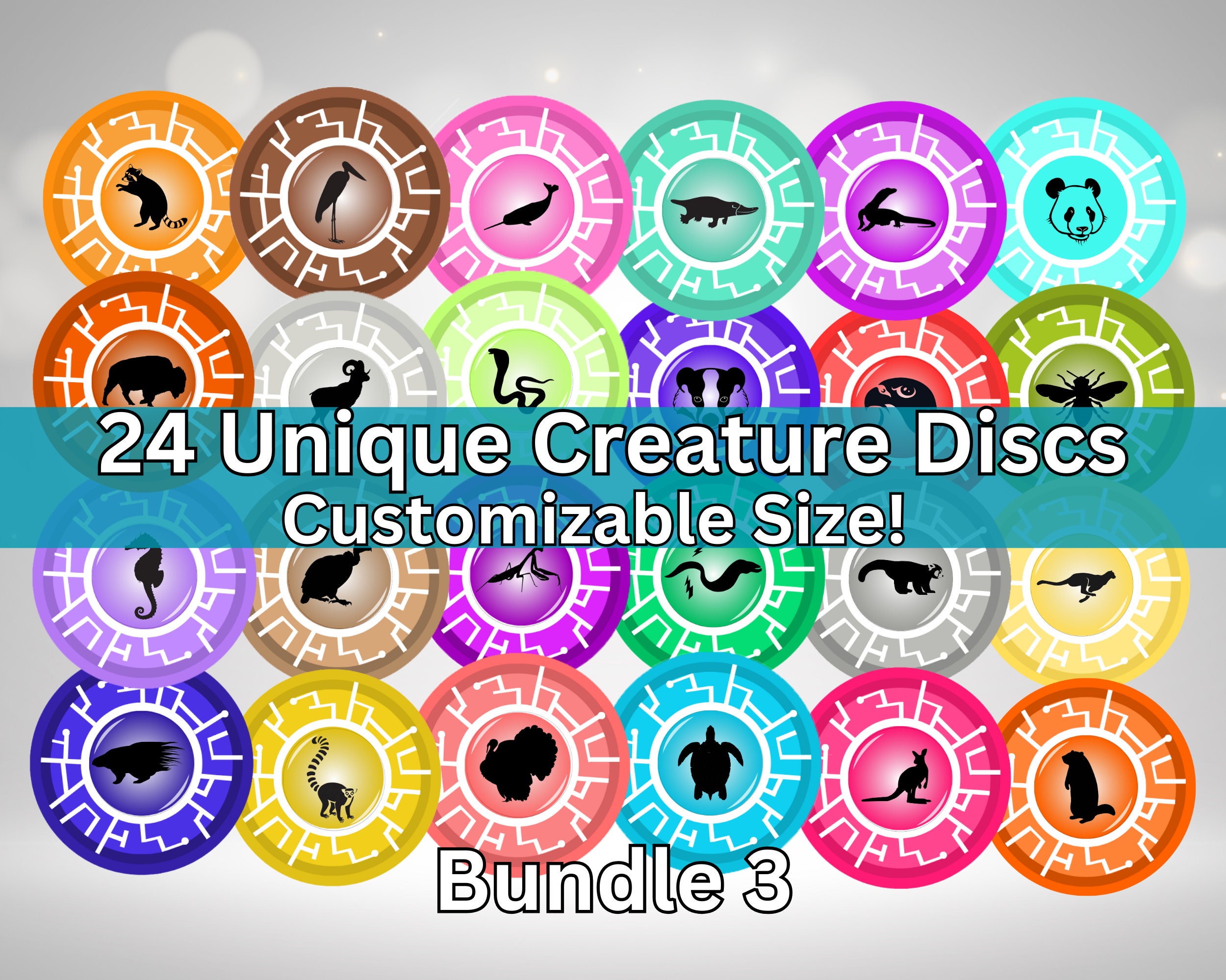 Creature Disks Animal Power Bundle #3- Printable DIY Dramatic and