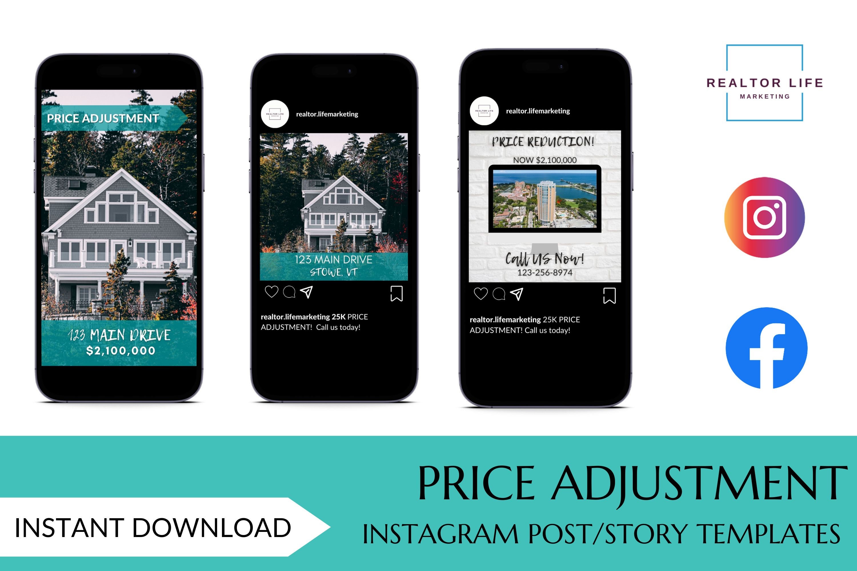 Real Estate Price Adjustment Marketing Set Marketing Templates