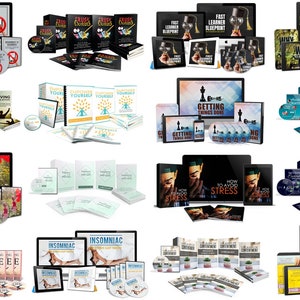 May include: A collection of self-help books, DVDs, and digital products. Titles include "Disconnect to Reconnect", "Fast Learner Blueprint", "Why", "Driving Yourself", "Getting Things Done", "Life", "Insomniac", and "How to Avoid Stress".