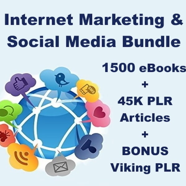 Internet Marketing & Social Media eBook Bundle + Bonus Viking PLR | 1500 eBooks + 45K PLR Articles | Content for Website, Blog, Social Media