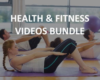 Paquete de vídeos de salud y fitness / Cursos en vídeo / Programas de fitness / Planes de dieta / Vídeos de ejercicios / Incluye derechos de reventa