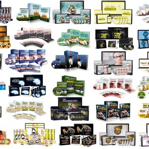 May include: A collection of fitness and health-related products, including books, DVDs, and digital downloads. The items feature various titles and cover topics such as weight loss, muscle building, and brain health. The products are displayed on a white background.