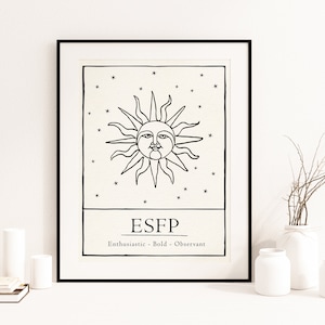ESFP print (Digital Download), personality type print, typology print, ESFP gift, mbti print, mbti gift, sun print, celestial print, tarot