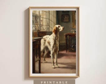 Elegant English Setter Portrait | Digital Download | Heritage Style Dog Print | Vintage Oil Painting Style | Gundog Wall Art