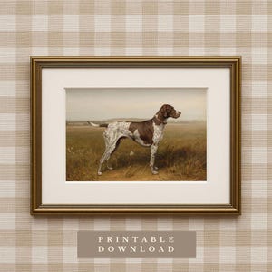 Tysk korthårig pekare | Digital nedladdning | Hundtryck i arvsstil | Oljemålning i vintagestil | Väggkonst för jakthundar
