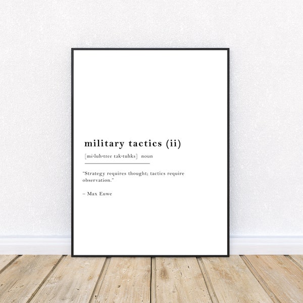 Military Tactics Tech-Tree Quote, Digital Download, Strategy Gamer print, Video Game Print, Historic Quote