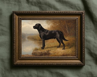 Black Labrador Portrait (unframed) | Heritage Style Dog Print | Vintage Oil Painting Style | Gundog Wall Art