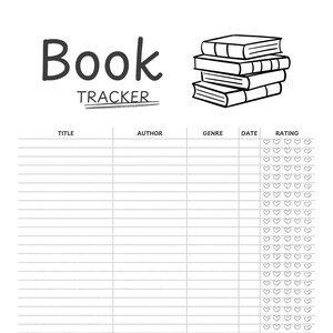 Registro de lectura imprimible / Seguimiento de libros / Lista de libros para leer / Descarga instantánea en PDF / Tamaño A4/A5/Carta/Medio
