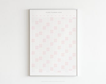 2024 Pastel Wall Planner | Vertical (Portrait) Yearly Calendar 2024 - Baby Pink, Baby Blue, Beige