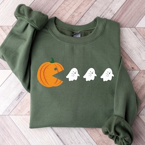 Pacman Ghost Sweatshirt, Halloween Ghost Sweatshirt, Cute Halloween Shirt, Halloween Sweatshirt, Spooky Season Sweatshirt, Halloween Gift