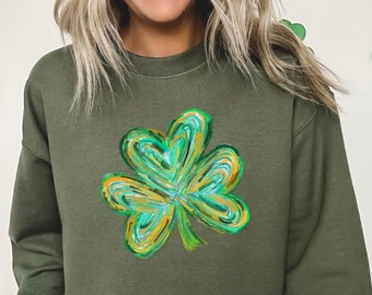 Cute St Patricks Four Leaf Clover Shirt, Watercolor St Patrick Tshirt, St Patricks Day, Shamrock Sweatshirt, Gift For St Patrick's