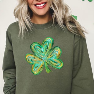Cute St Patricks Four Leaf Clover Shirt, Watercolor St Patrick Tshirt, St Patricks Day, Shamrock Sweatshirt, Gift For St Patrick&#39;s