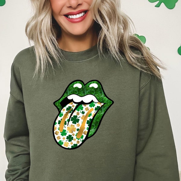 Shamrock Lips Shirt, St. Patrick's Day Shirt, Cute St Patricks Day Tee, Lips Tongue Shirt, Dripping Lips Tshirt, Cute Patrick Day Gift