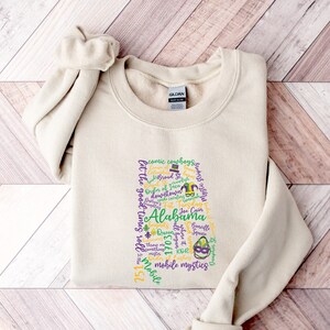 Sweatshirt Alabama Nola, shirt Mardi Gras Alabama, dames Mardi Gras, trui meisjes Alabama, cadeau Fat Tuesday, kaart Alabama, trui heiligen