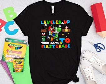 Leveled Up To First Grade Shirt, Mario First Grade Shirt, First Grade Shirt, Mario School Shirt, 1st Grade Kids Shirt, Back To School Shirt