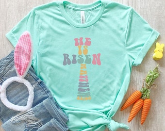 Cross He Is Risen Shirt, Cross Shirt, Easter Jesus Shirt, Religious Easter Shirt, Easter Believer Shirt, Jesus Christ Shirt, Happy Easter