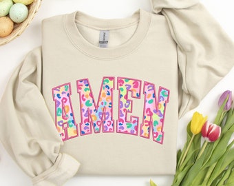 Amen Easter Sweatshirt ,Jesus Easter Shirt, Amen Varsity Shirt ,Floral Amen Shirt, Easter Christian Shirt, Easter Varsity ,Cute Easter Gift