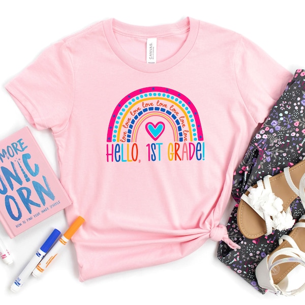 Hello 1st Grade Rainbow Shirt, First Grade Squad Shirt, Back To School Shirt, First Grade Shirt, First Grade Teacher Shirt, 1st Grade Shirt